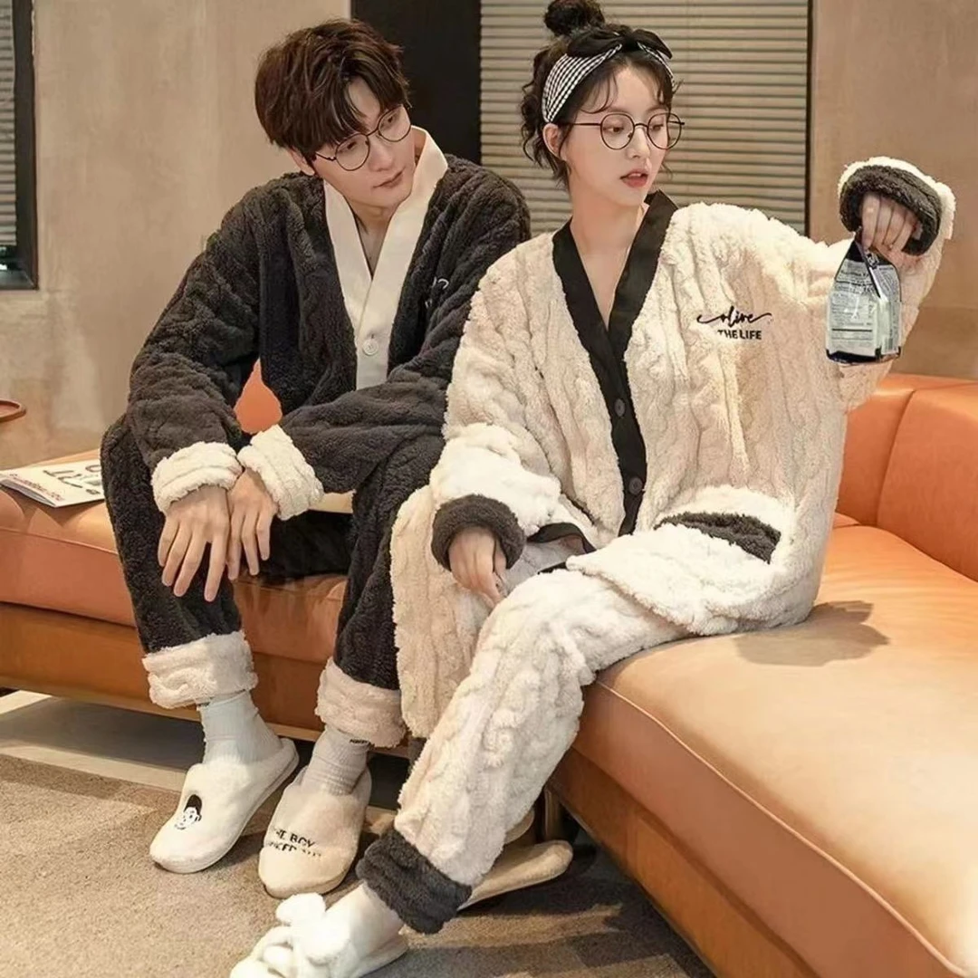 疆藏包邮】珊瑚绒睡衣秋冬保暖家居服可外穿套装