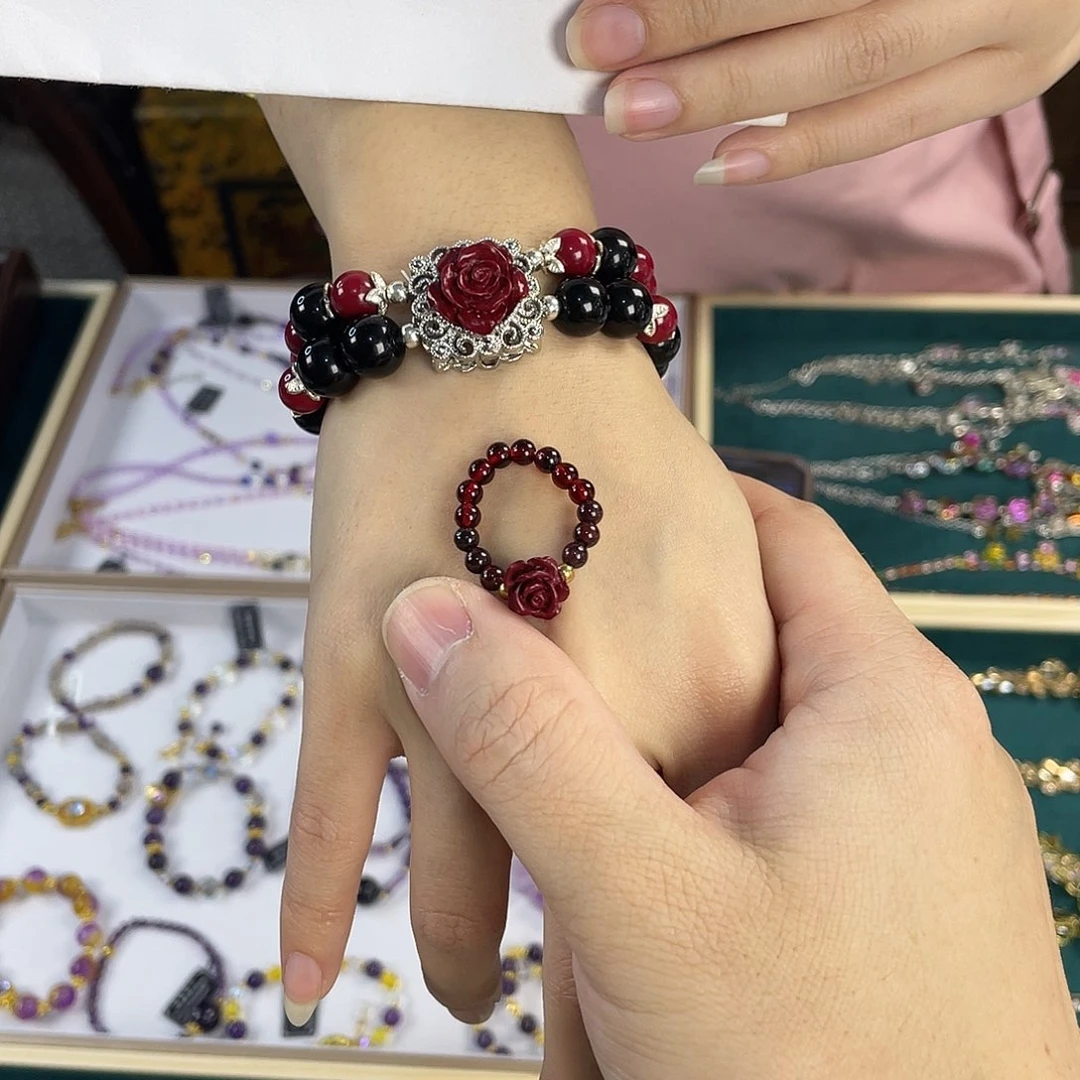 水晶手链银S925镀金镶嵌