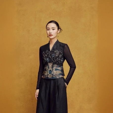 新中式金钱刺绣百搭气质款上衣8330