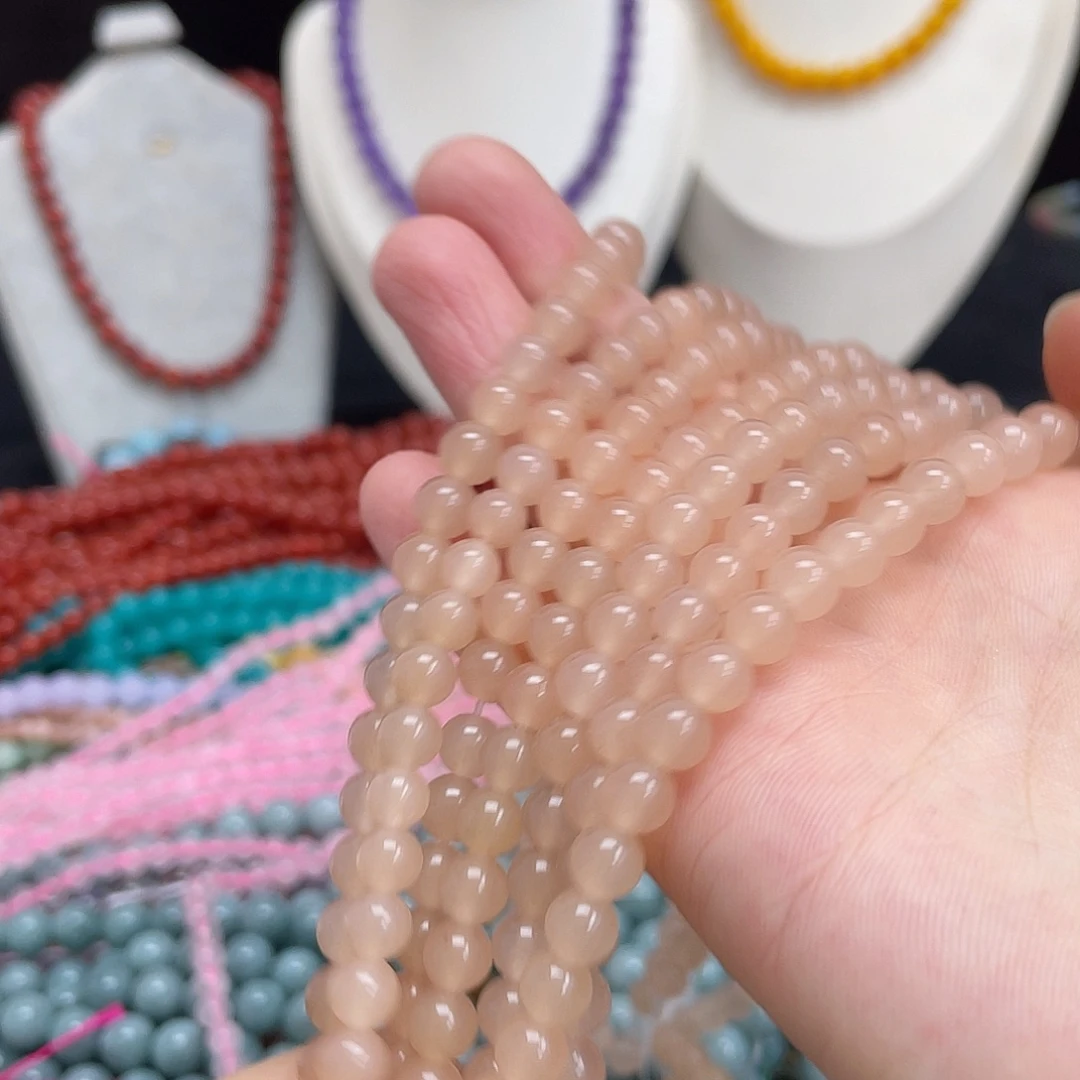 玛瑙/玉髓未镶嵌半成品藕粉玉髓6m