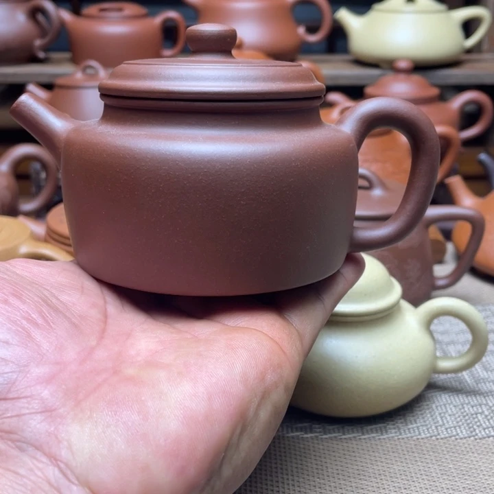 紫泥茶壶宜兴紫砂壶半手工德中壶，230cc