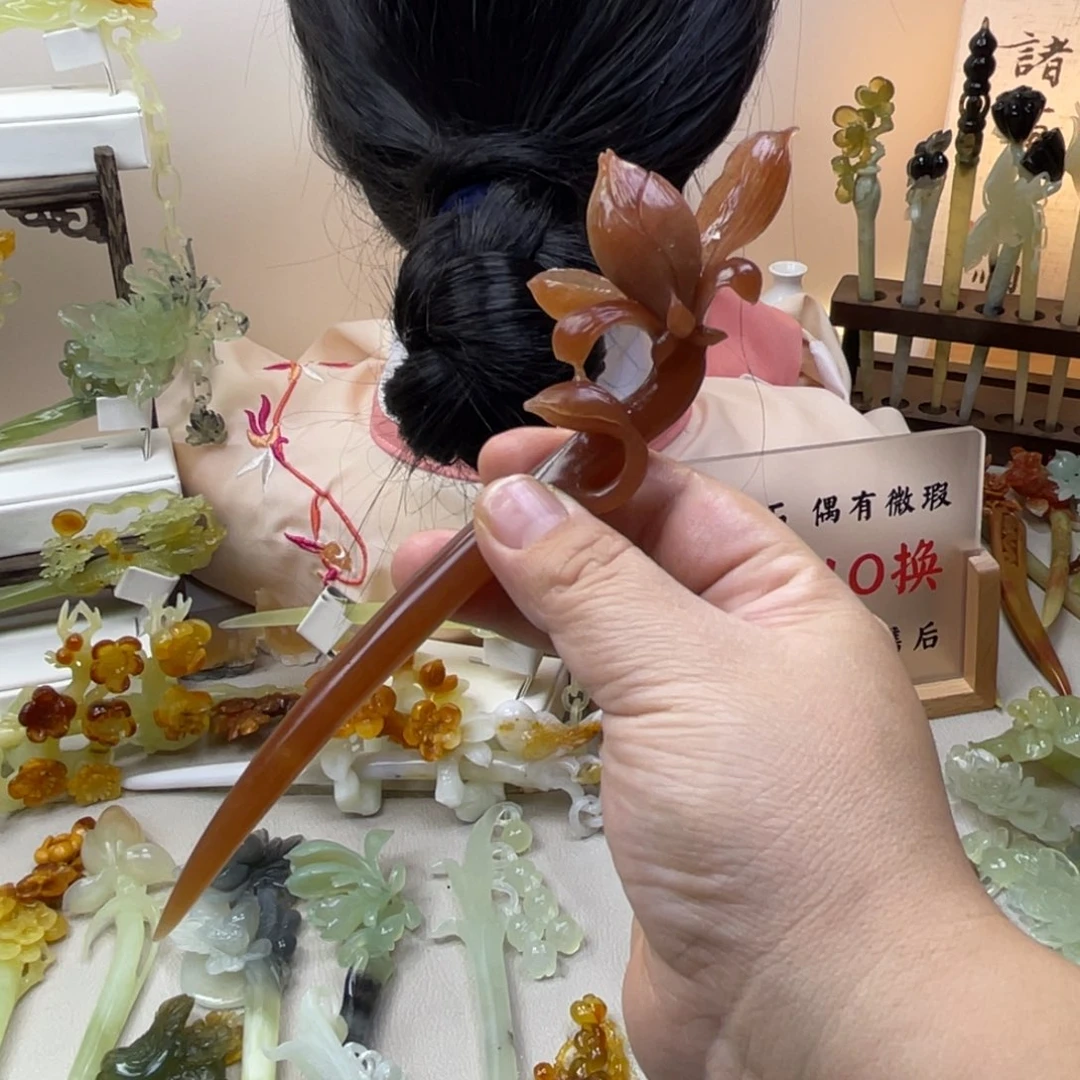 蛇纹石玉合金发饰