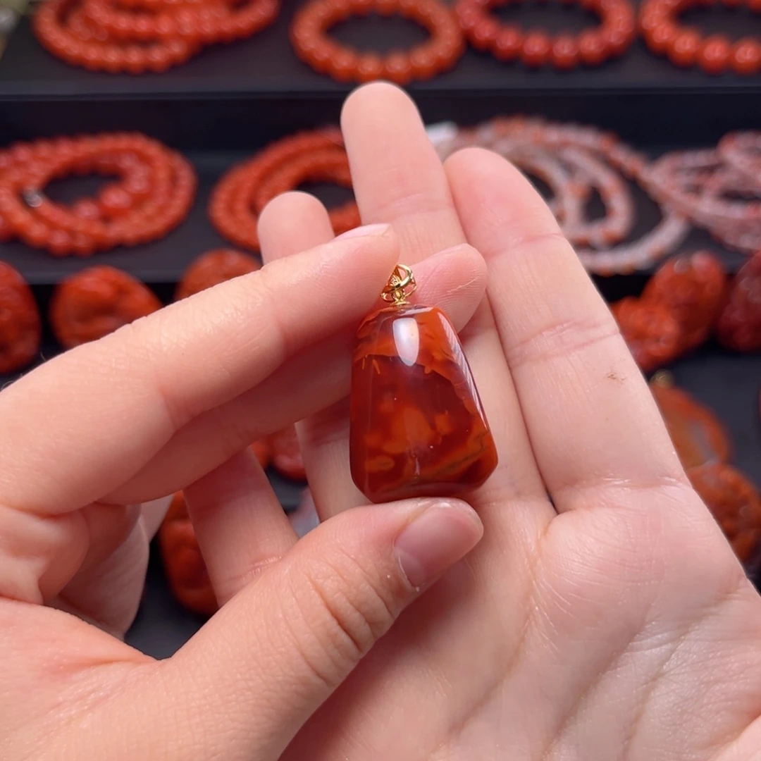 南红玛瑙南红18K金镶嵌