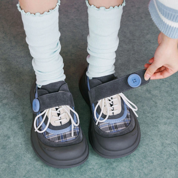 玛速主义2025新款魔术贴厚底大头丑萌鞋女冬季运动休闲鞋百搭单鞋