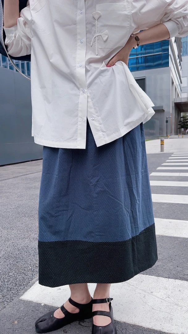 072 & RICE【双面裙】100纯棉 夏季休闲松紧腰半身裙 32GS29