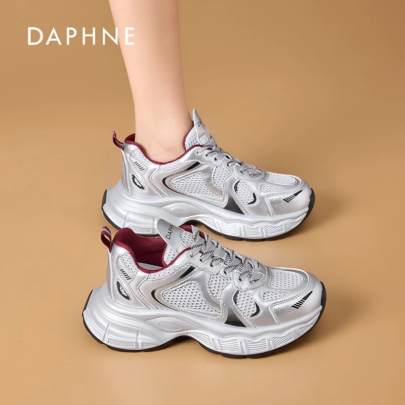 Daphne/达芙妮女鞋2026春季老爹鞋网面透气厚底增高运动休闲潮鞋