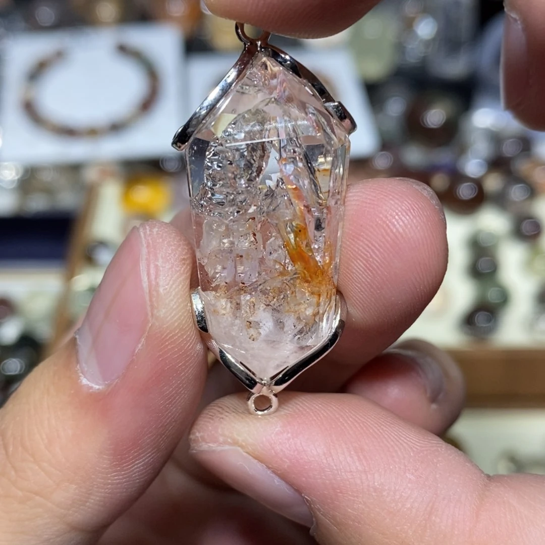 水晶水晶吊坠银S925镶嵌