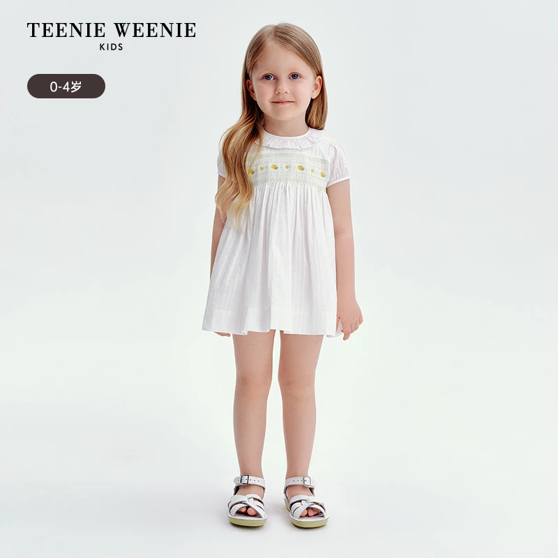 TeenieWeenieBaby小熊童装25夏季甜美翻领绣花连衣裙T0OW256549N