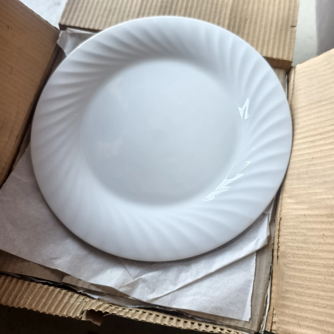 国营出口带底标六厂骨质瓷27厘米浮雕盘 6个 西餐盘 牛排盘