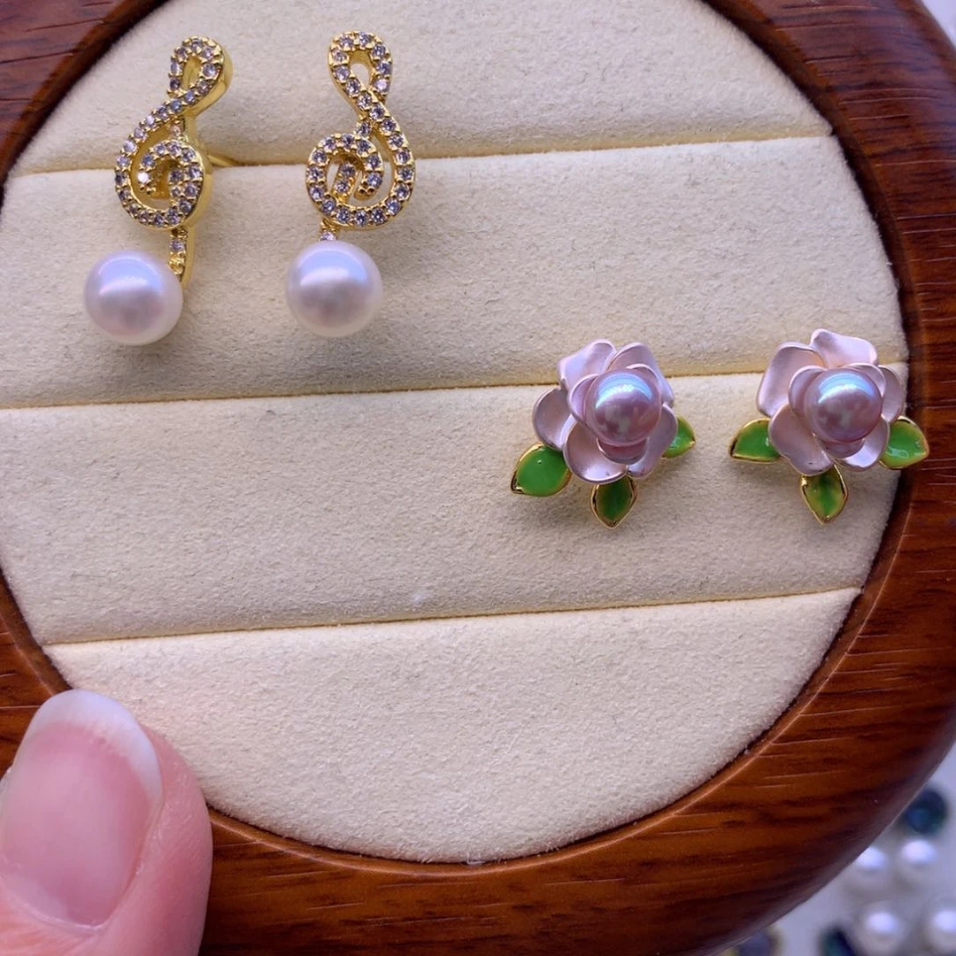 合金淡水珍珠耳饰