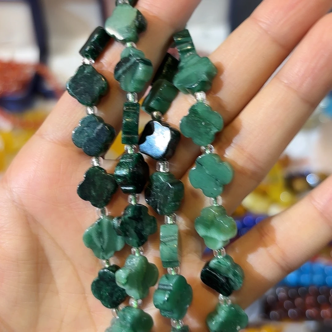 玛瑙/玉髓合金珠宝半成品祖母绿四叶草