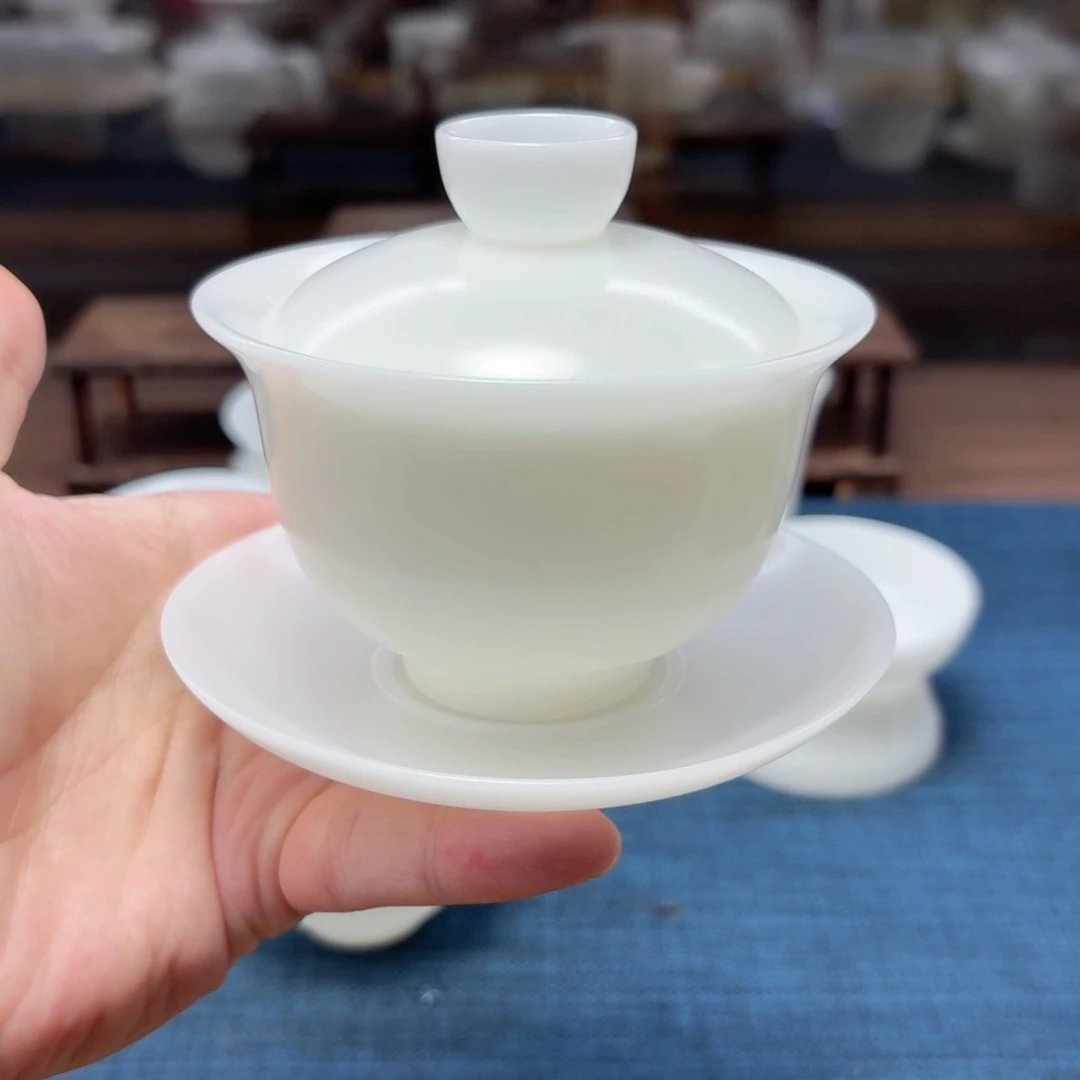 素烧璞玉冰种玉瓷茶具