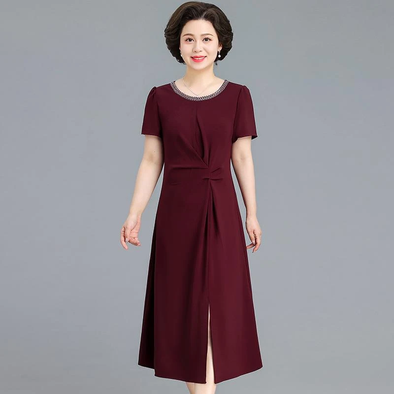 妈妈夏装连衣裙洋气中老年女夏季气质裙子喜婆婆婚宴礼服平时可穿