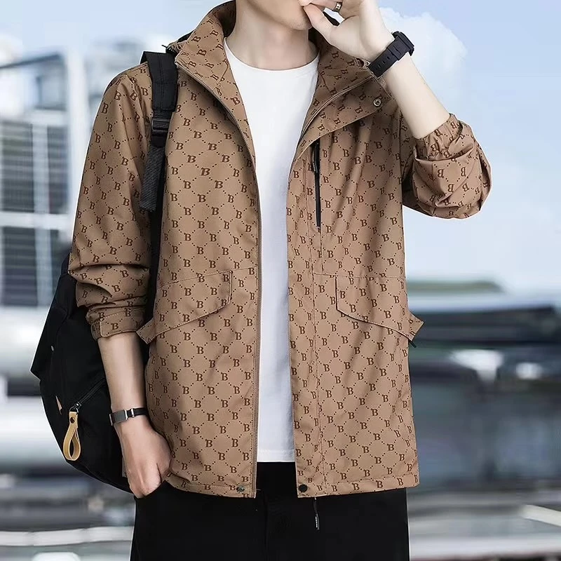 秋季新款时尚花色连帽长袖外套女装妈妈休闲上衣