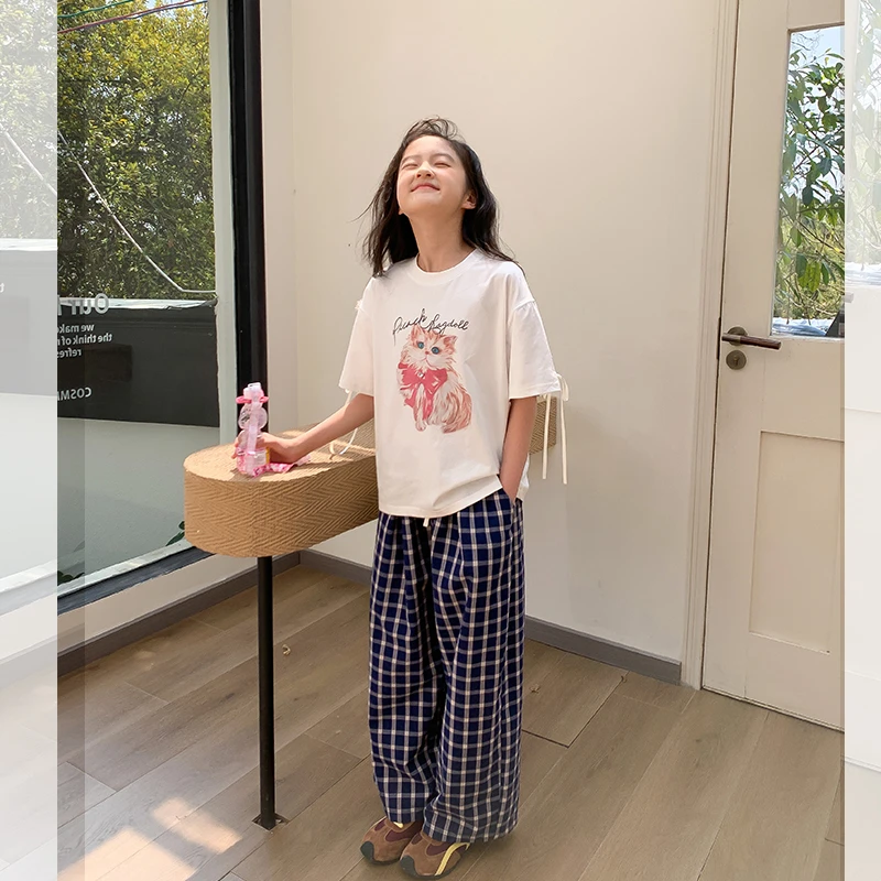 【钻石猫】西西家女童2025夏季新款短袖T恤儿童百搭上衣DF15194