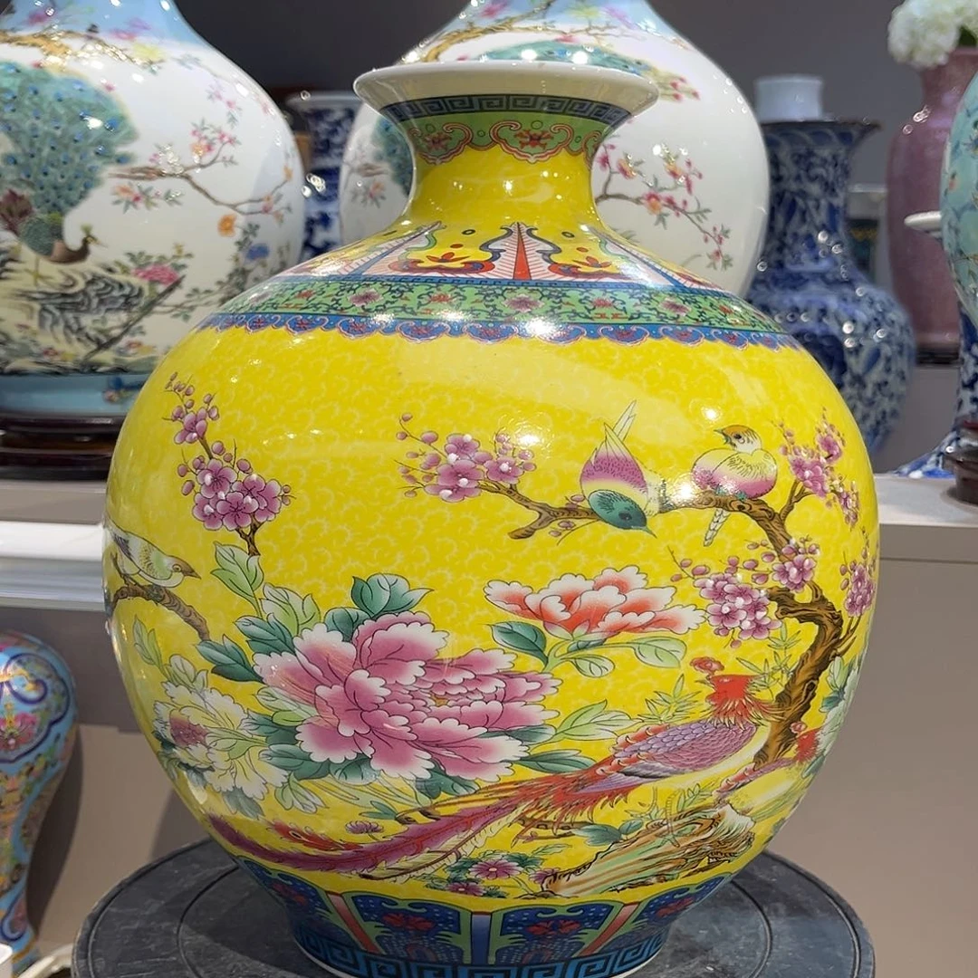 陶景德镇陶瓷28公分黄色石榴