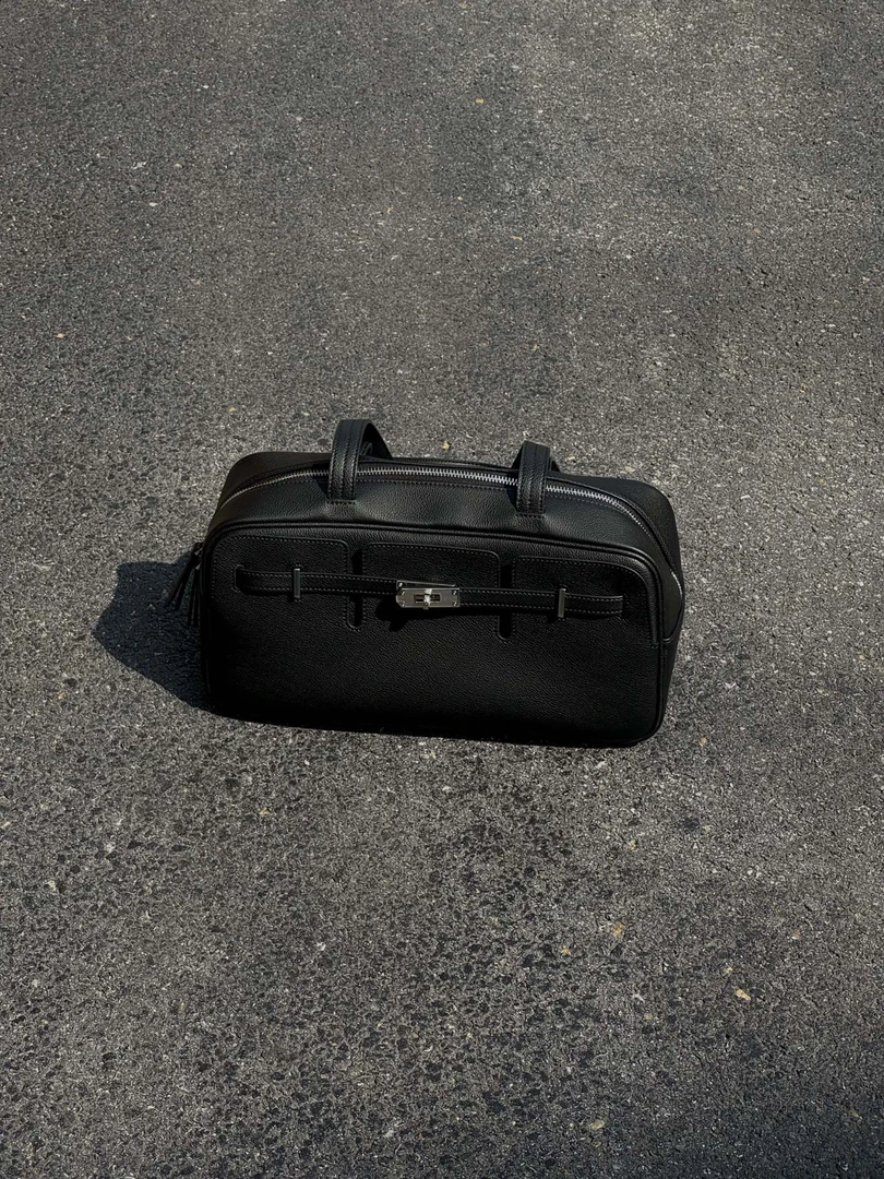 维多利亚保龄球通勤风棕色拉链托特包单肩包牛仔休闲手拎包经典