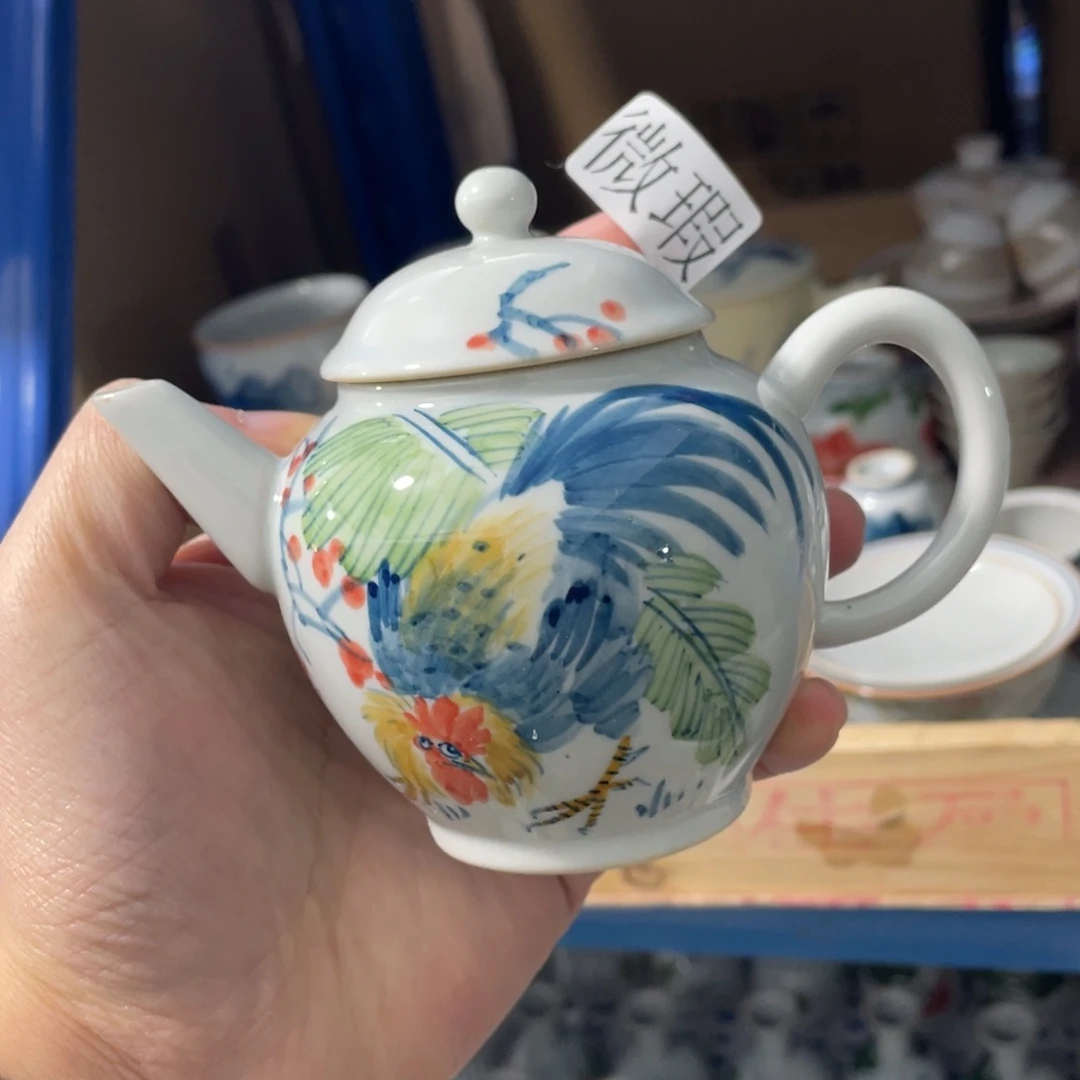 釉下手绘茶具微瑕