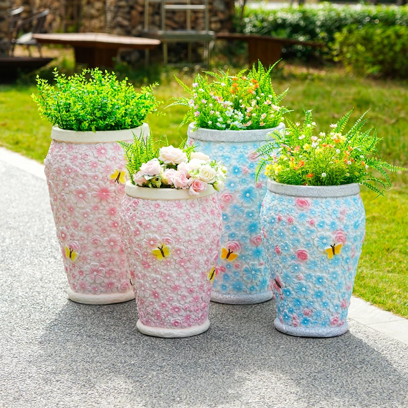 中式特大号蝴蝶花盆三角梅创意庭院装饰摆件户外别墅花园院子布置