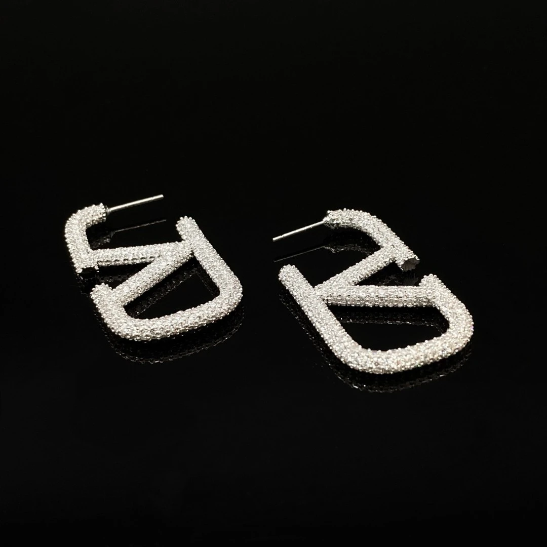 名式 铜合金耳饰 镀铂金  精致重工满钻大V轻奢设计师耳环FL413