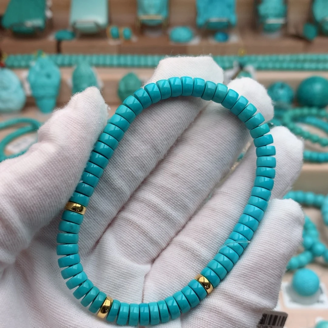 18K金镶嵌绿松石珠宝奇石5.5mm