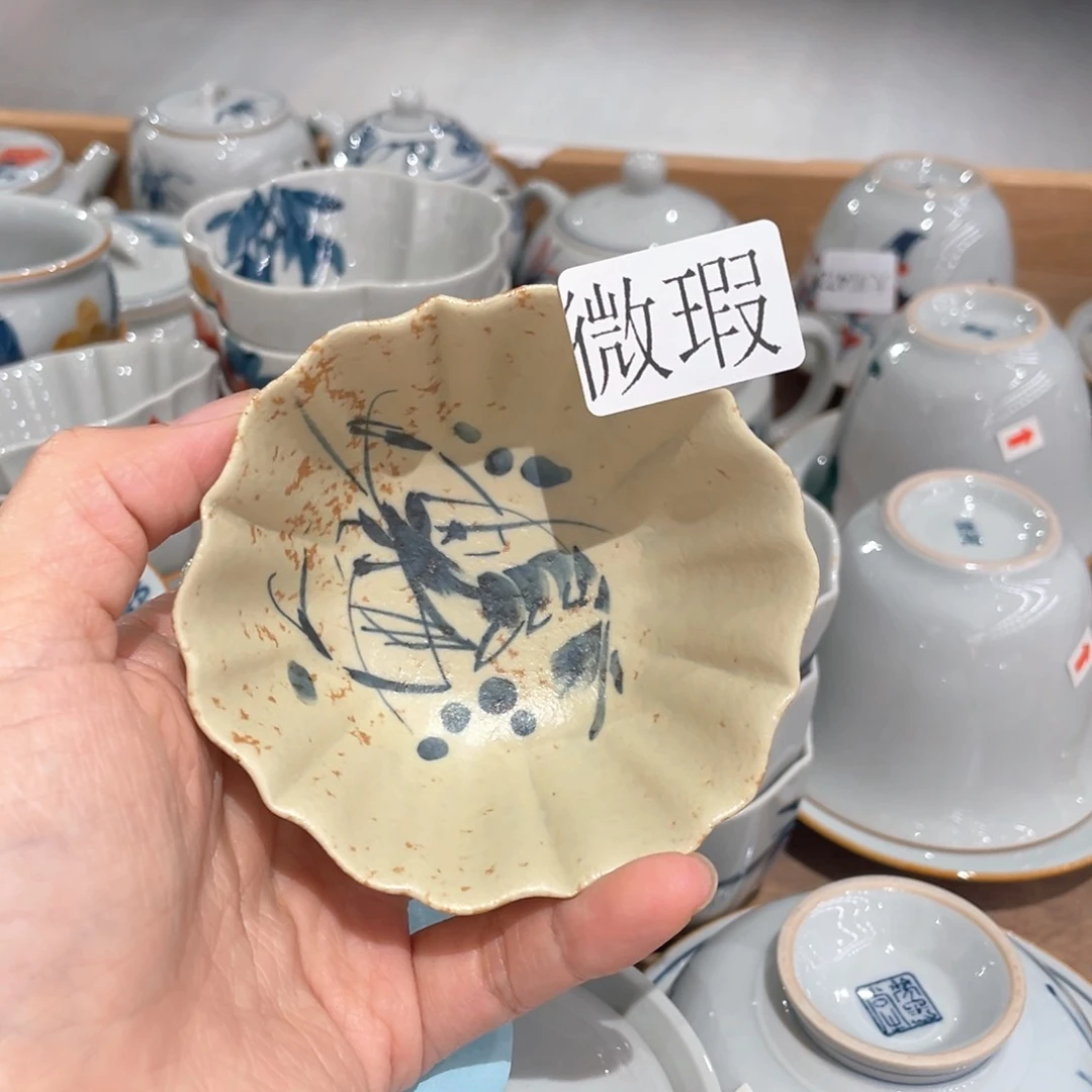 釉下手绘茶具微瑕