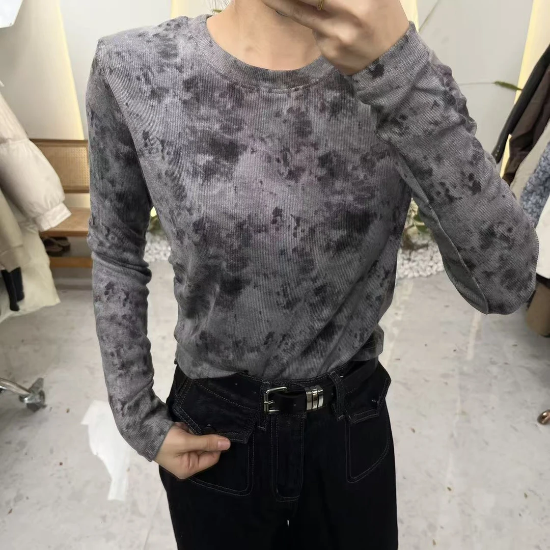 修身内搭少女修身印花T恤抗皱时尚长袖印花圆领NCSS5AXN11
