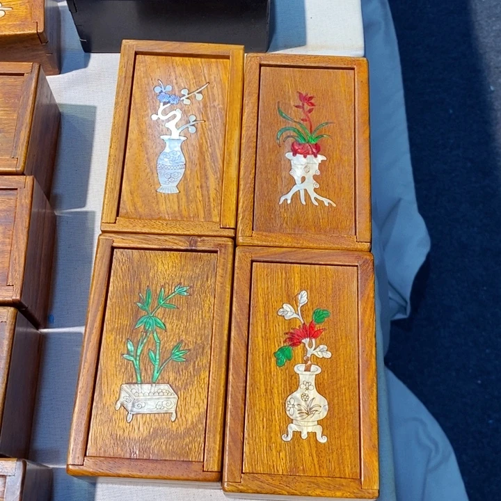 顺***意木小长机关盒梅兰竹菊