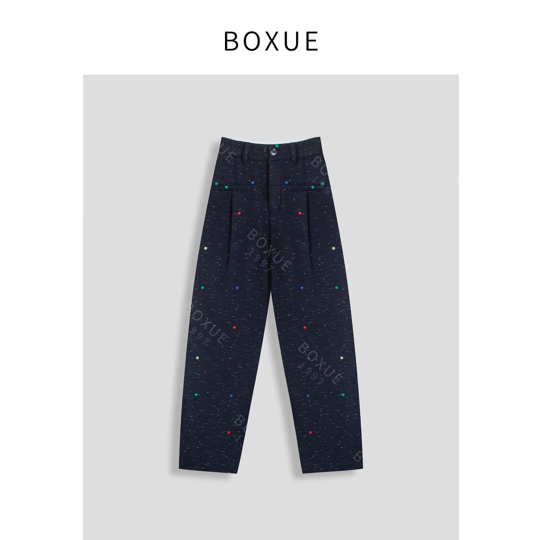 BOXUE“幻彩裤”2024冬季新款高级羊.毛彩色波点 裤子 #241124K515