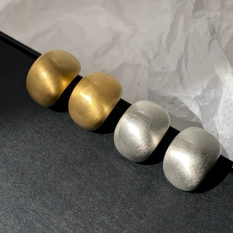 铜合金耳饰 925银针甜酷哑光磨砂拉丝质感豆豆耳环水滴耳钉3204