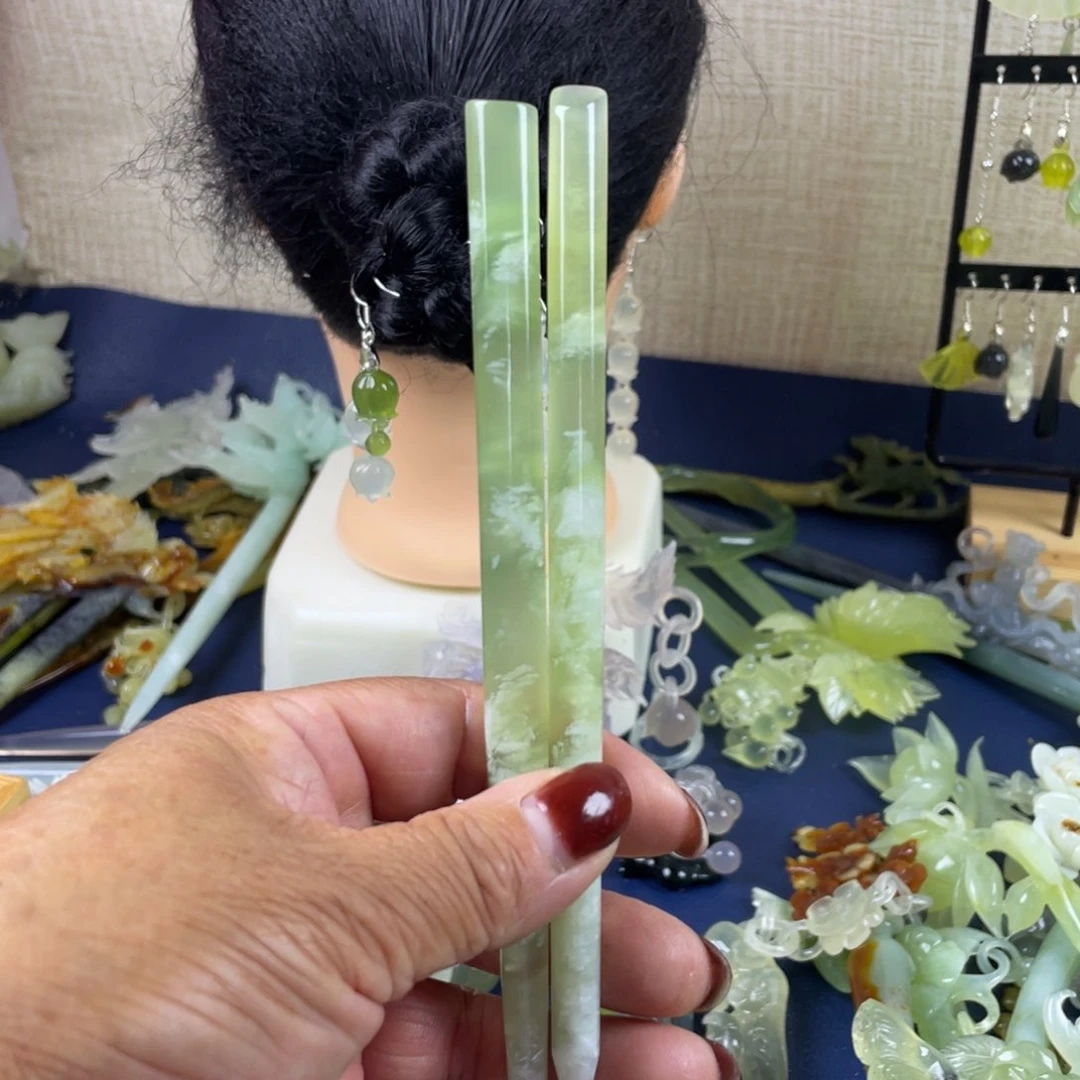 鲤***蛇纹石玉未镶嵌发饰