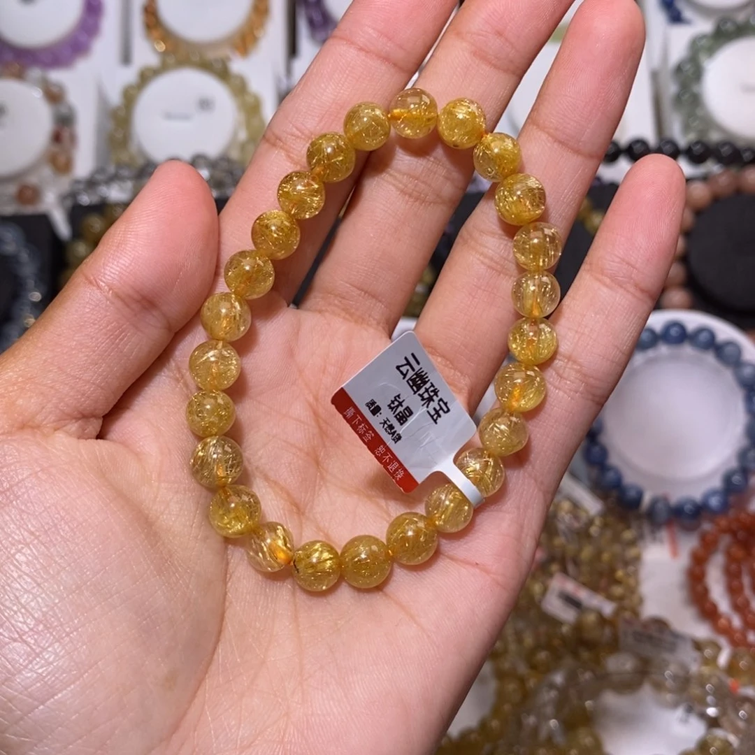 【闪购商品】发晶手链未镶嵌鱼**?钛晶烟花7.9mm