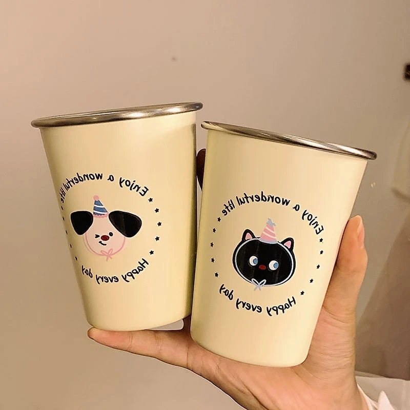 不锈钢304简约家用洗漱杯高颜值卡通可爱牙刷刷牙情侣漱口杯kkv