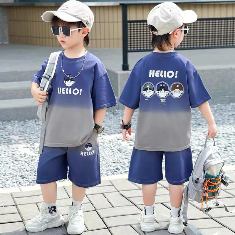2025新款男孩夏季短袖速干冰丝卡通儿童衣服两件套装男童夏天爆款