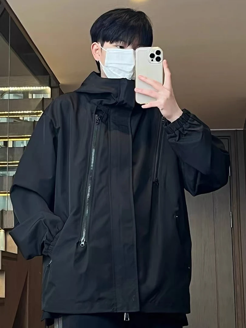 【张张包】春秋户外男女机能防风防水多拉链宽松百搭连帽夹克外套