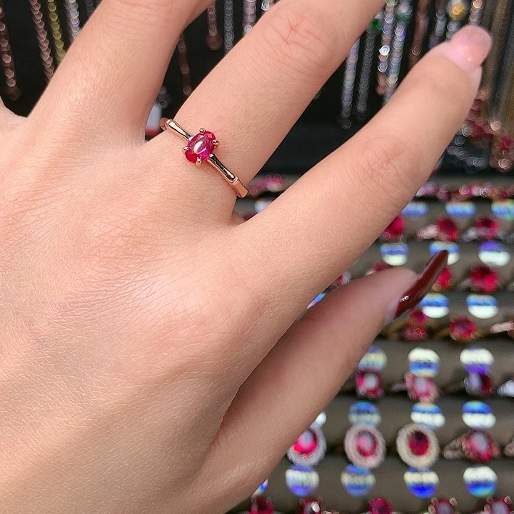 红宝石戒指银S925镶嵌46