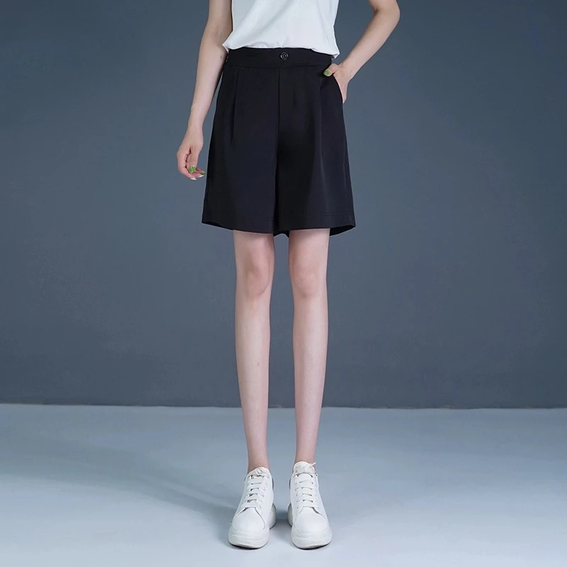 休闲裤女2025夏季新款A字裤子宽松薄款显瘦休闲阔腿西装中裤大码