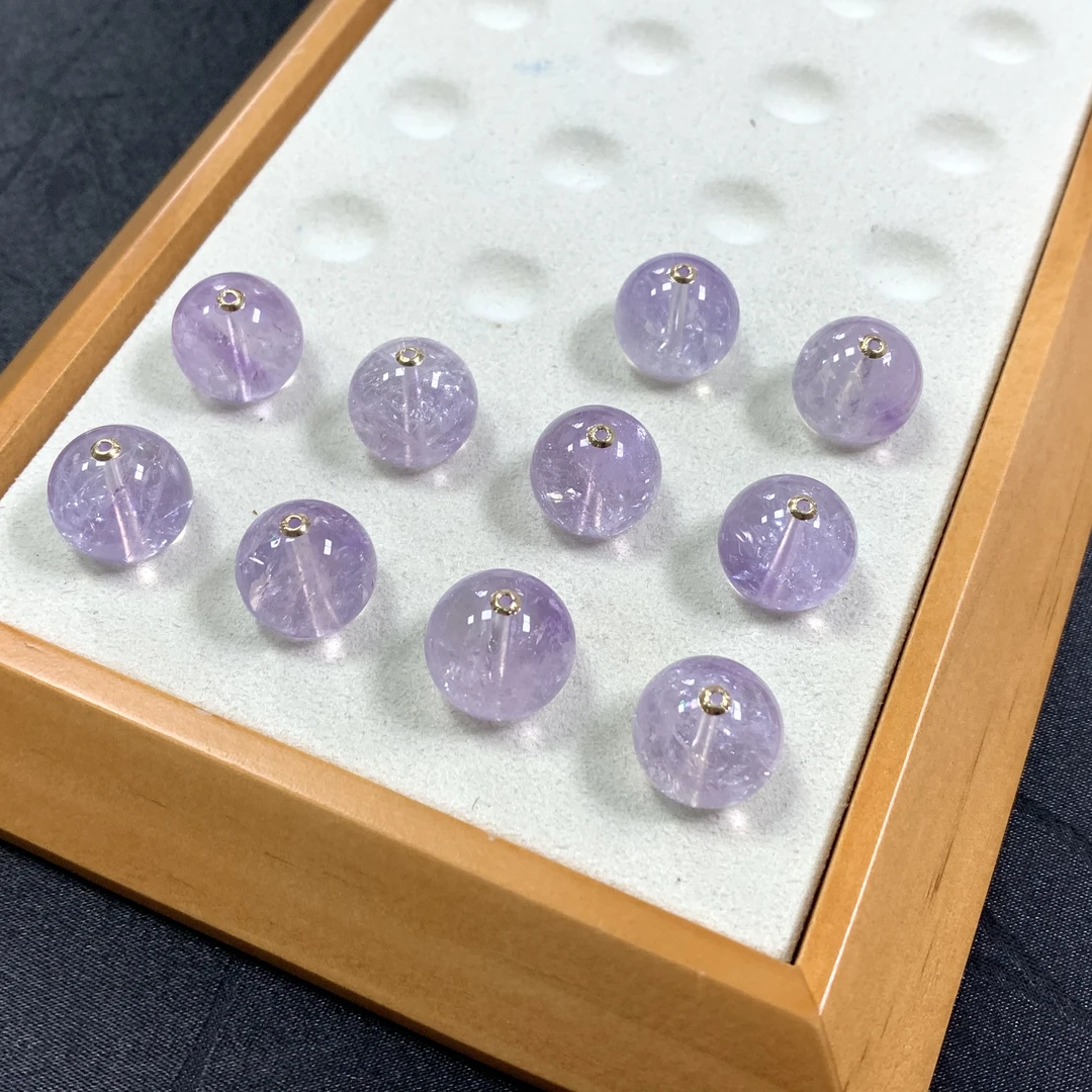 「戴琴珠宝」DQ3589-18K金镶紫玉晶13mm左右单珠配件（多样性发其一）