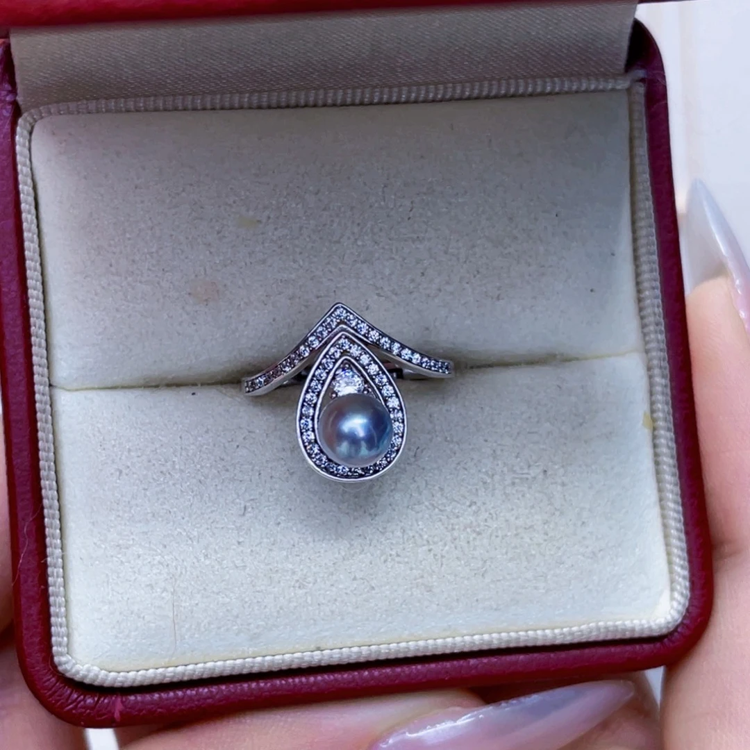 L****银S925镶嵌海水珍珠戒指