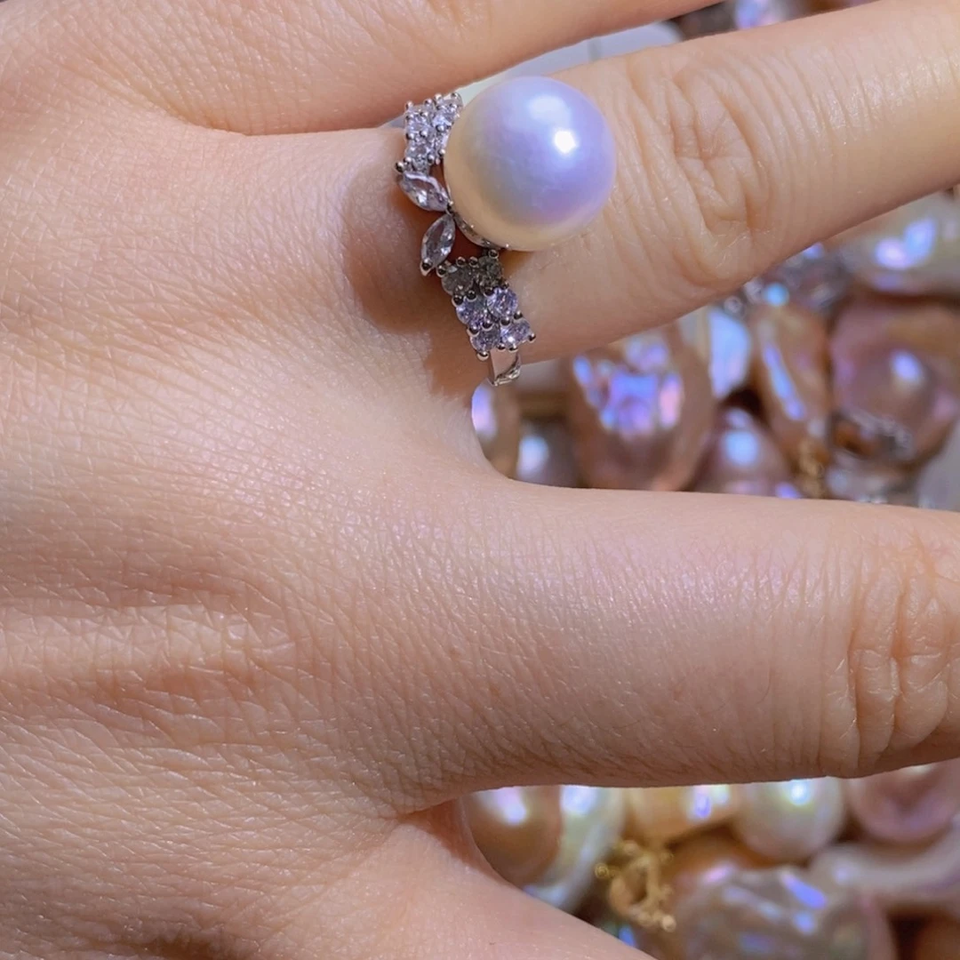 银S925镶嵌淡水珍珠微瑕