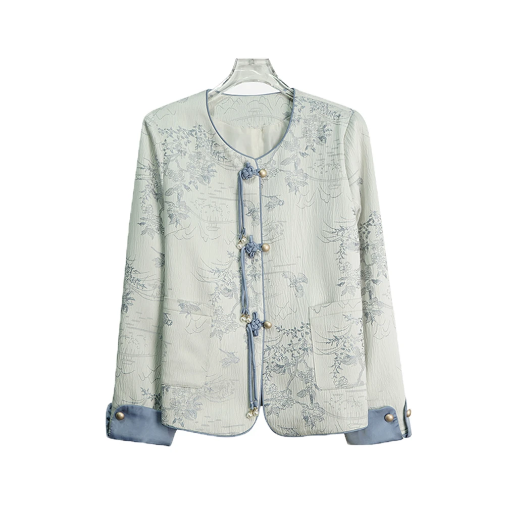 X2662【上新】长袖复古中国风印花宽松短外套刺绣文艺风