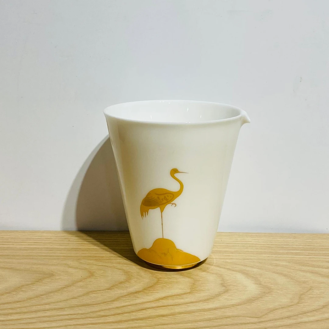 吾游茶器羊脂玉瓷仙鹤公道杯茶海