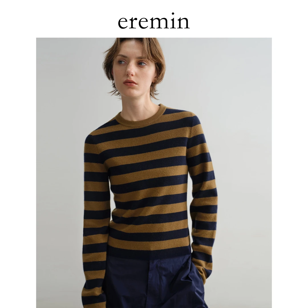 DE Mincollection「琥珀流光风」双色条纹衫/定染双色条纹毛衣