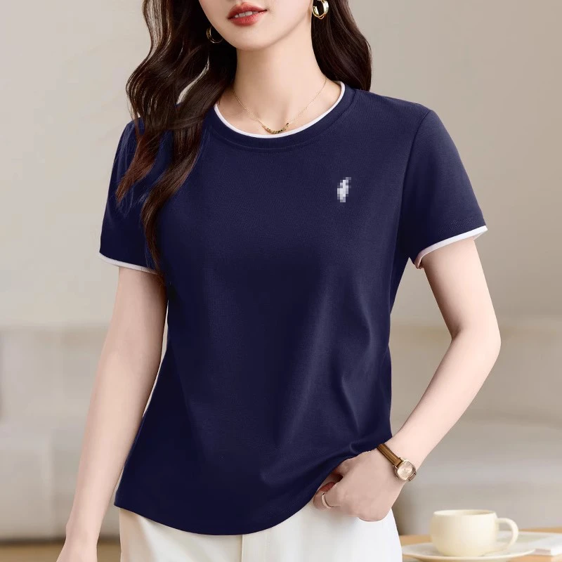 正肩短袖t恤女2025年新款夏季爆款百搭女装修身上衣时尚洋气半袖