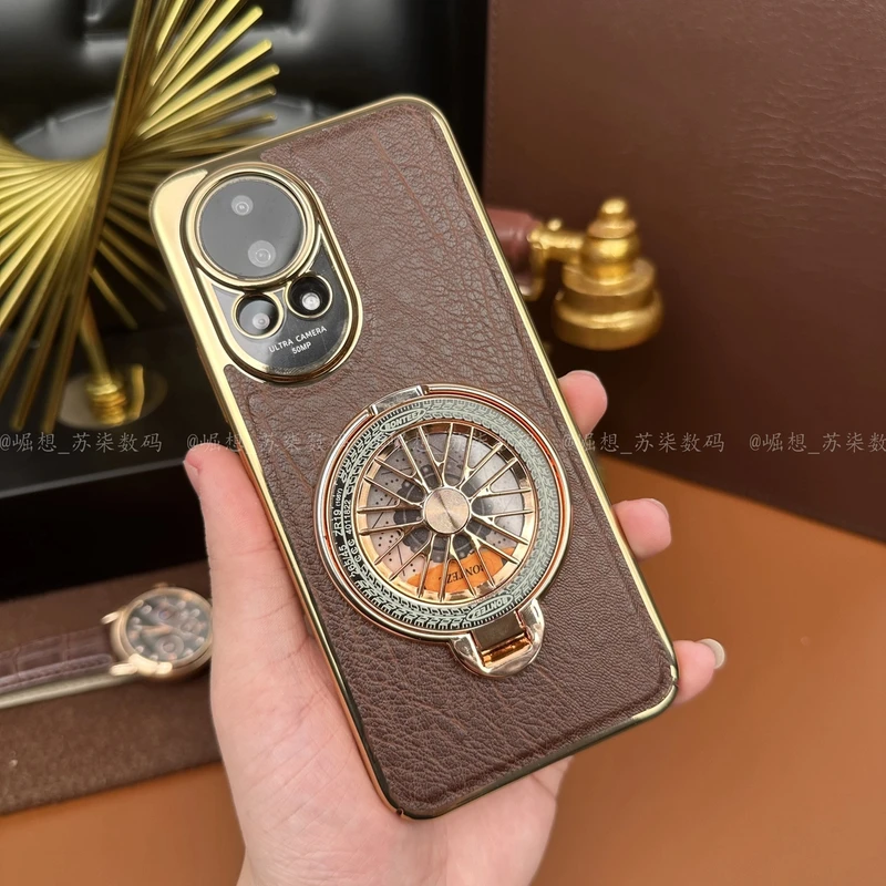 【解压陀螺支架+高档鳄鱼纹】适用华为Nova12Ultra手机壳防摔商务