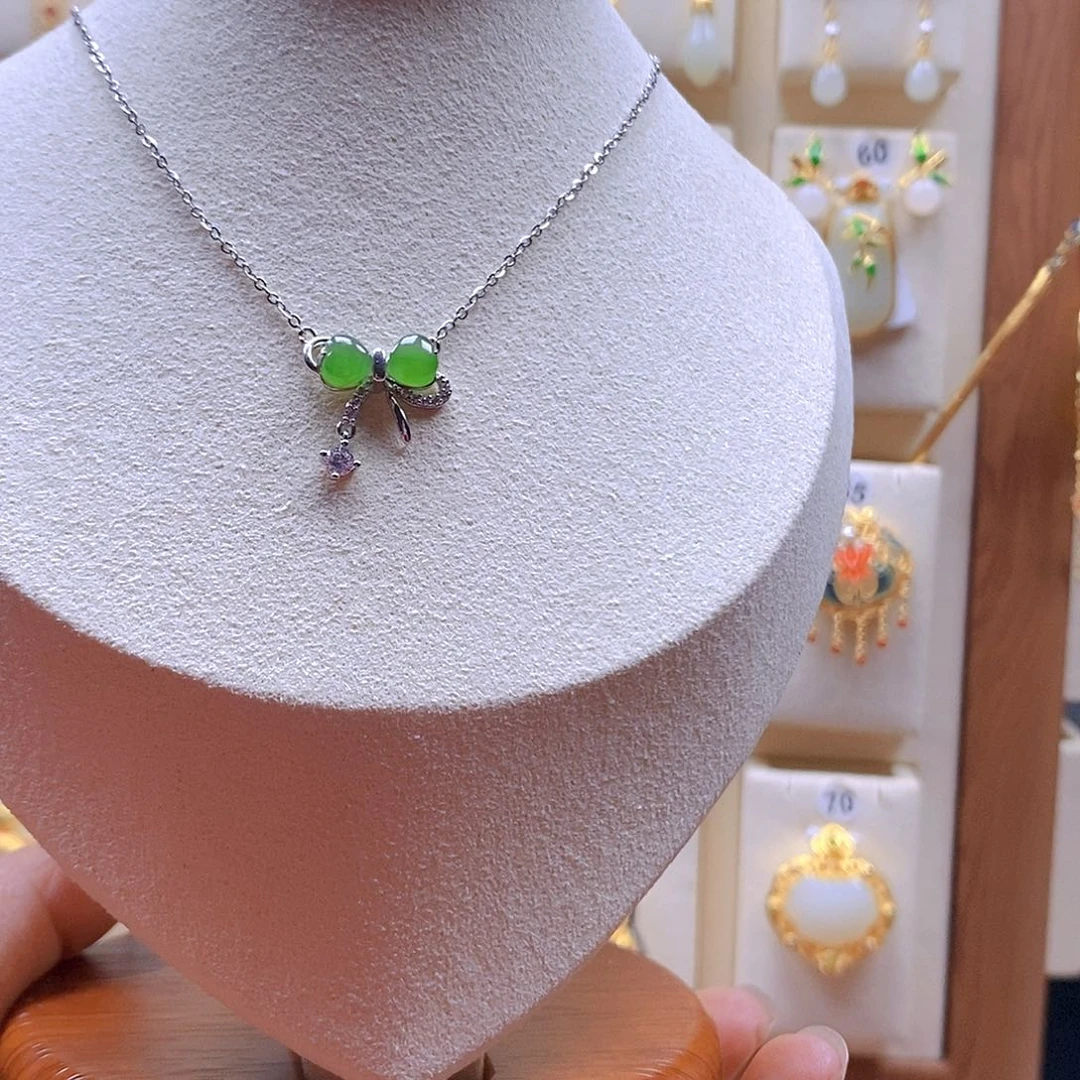 和田玉银S925镶嵌颈饰