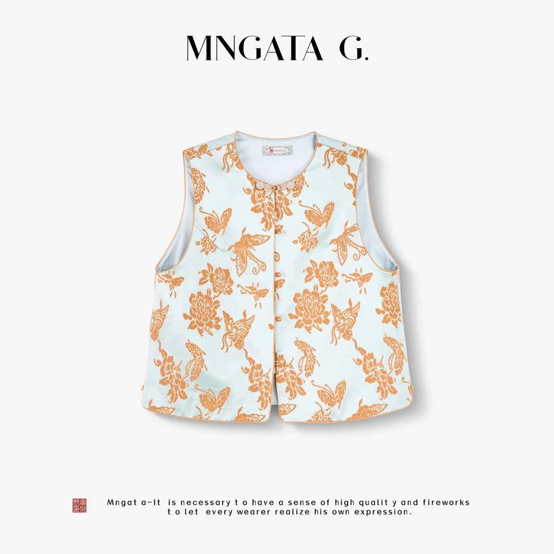 MNGATA G.宫小妍【暗金蝶】早秋复古新中式中国风无袖马甲5050958