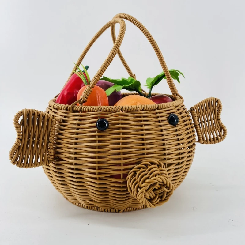 A040小飞猪创意手工编织手提收纳篮