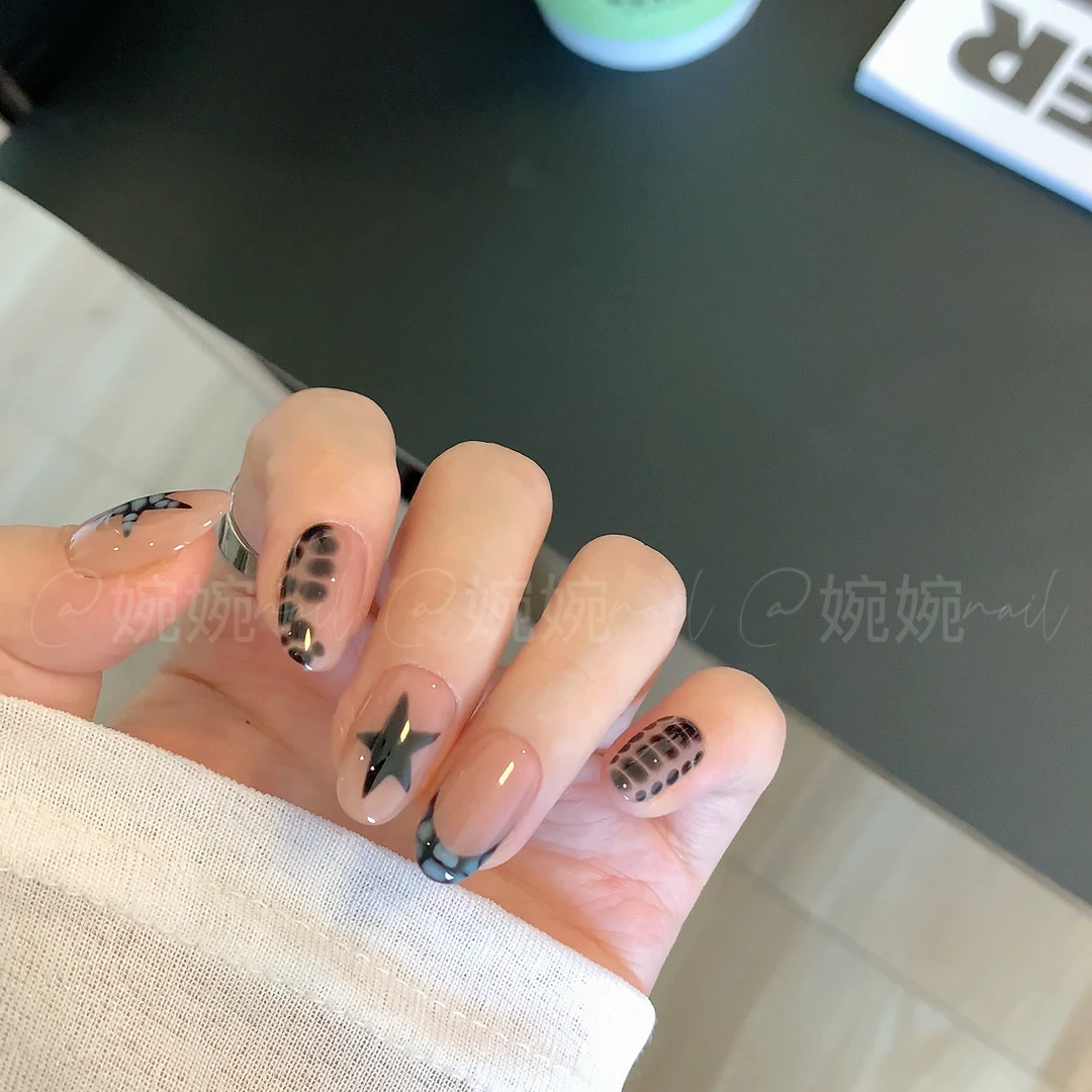 清！！！【星星鳄鱼纹】纯手工纯手绘晕染辣妹百搭设计穿戴甲