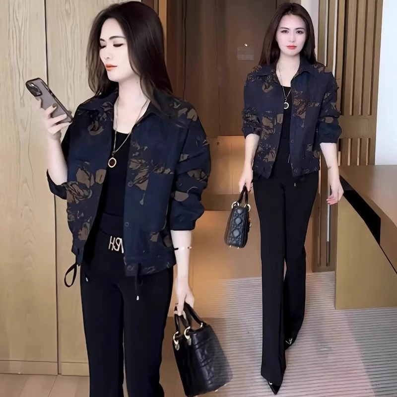 韩版宽松时尚短款外套女2025春季新款显瘦减龄小个子夹克印花上衣